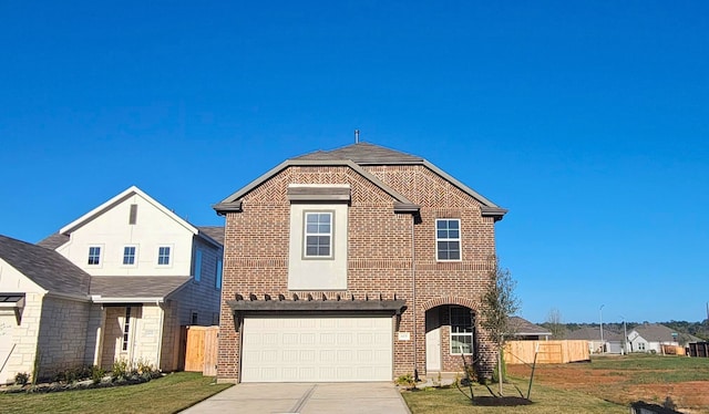 4439 Azalea Blossom Rd, Pinehurst, TX 77362 - traditional-style home featuring an attached garage, fence, brick siding, and concrete driveway