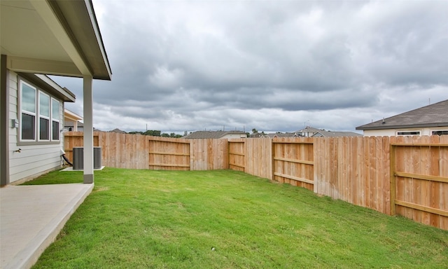 4439 Azalea Blossom Rd, Pinehurst, TX 77362 - view of yard with a fenced backyard and central AC