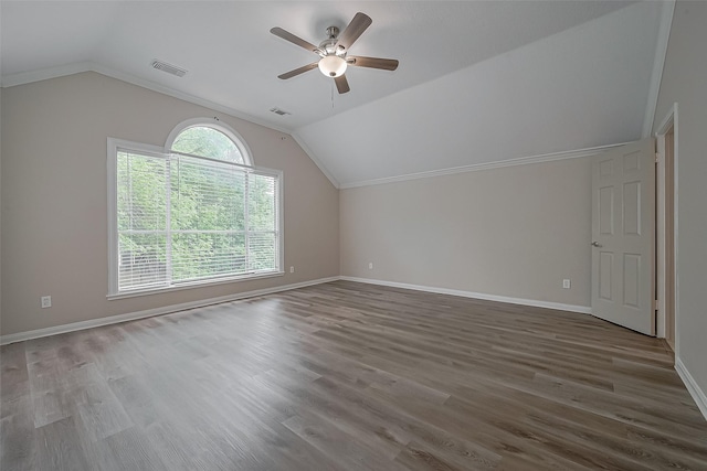 10310 Sable Trail Ln, Houston, TX 77064 - additional living space featuring ceiling fan, lofted ceiling, baseboards, and wood finished floors