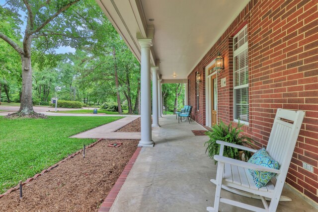 view of patio featuring covered porch