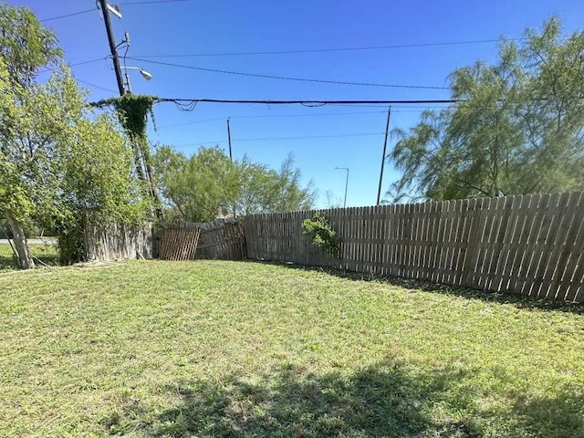 view of yard featuring a fenced backyard