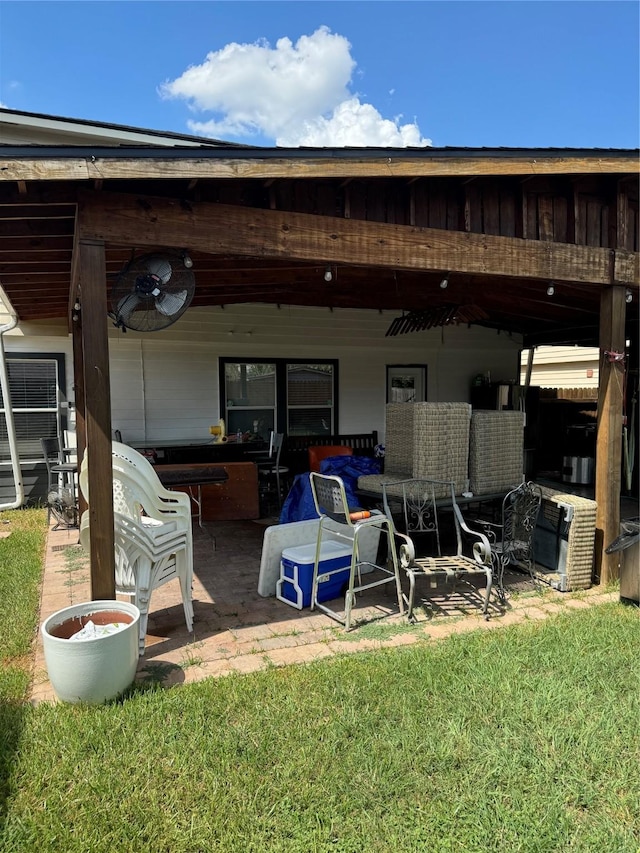 18207 Sea Branch Dr, Houston, TX 77084 - view of patio featuring a ceiling fan and outdoor dining area