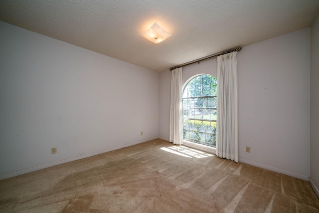 empty room featuring baseboards, carpet flooring, and a textured ceiling
