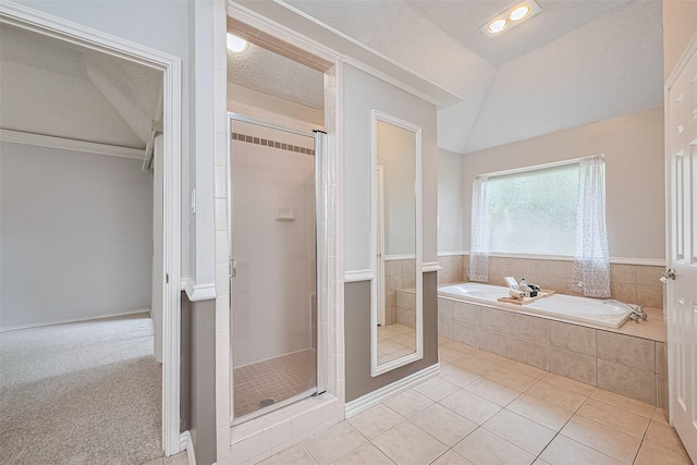 2502 Knollbrook Ln, Spring, TX 77373 - bathroom featuring crown molding, a bath, a stall shower, and tile patterned floors
