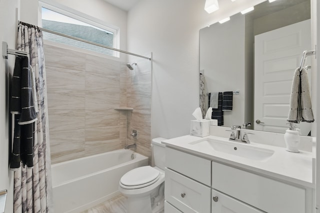 9726 Dani Lake Dr, Tomball, TX 77375 - full bathroom with toilet, shower / tub combo, and vanity