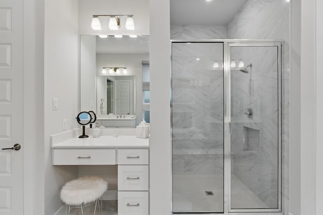 9726 Dani Lake Dr, Tomball, TX 77375 - bathroom with a marble finish shower and vanity