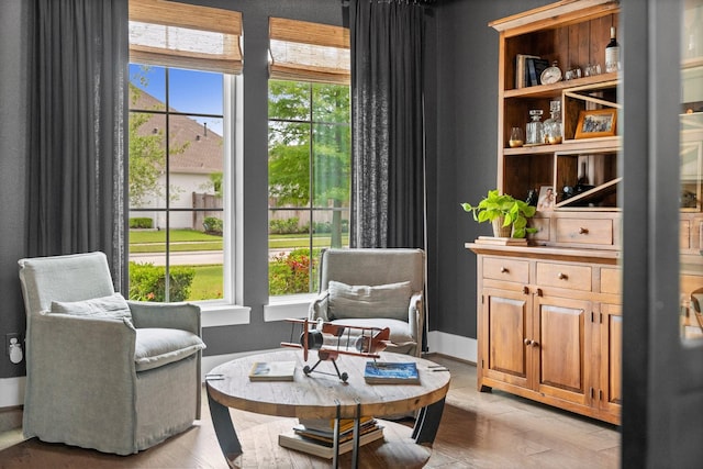 living area with light wood-style floors