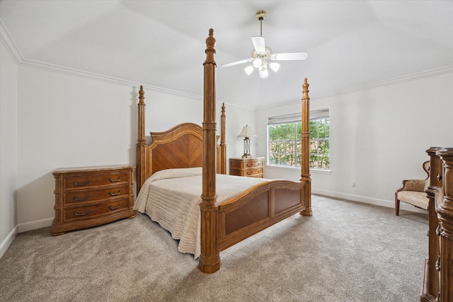 4107 Pebble Beach Dr, League City, TX 77573 - bedroom with carpet flooring, baseboards, vaulted ceiling, and ornamental molding