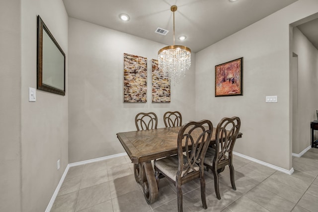 11430 Raven Claw Dr, Tomball, TX 77375 - dining space featuring recessed lighting, baseboards, a chandelier, and light tile patterned flooring