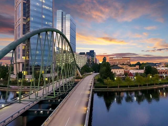 property's view of city featuring a water view