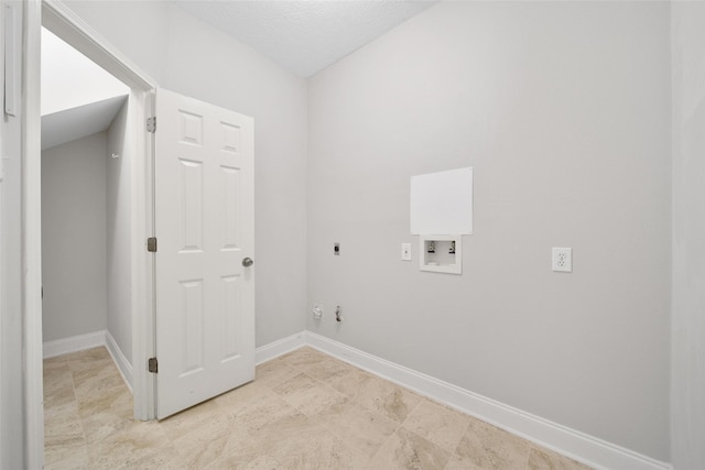 laundry room with washer hookup, baseboards, laundry area, and electric dryer hookup
