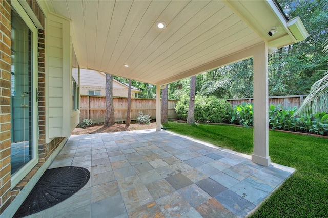 view of patio featuring a fenced backyard