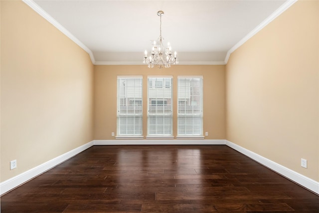 2010 Cias Trail Ln, Spring, TX 77386 - unfurnished dining area with dark wood-style floors, baseboards, an inviting chandelier, and ornamental molding
