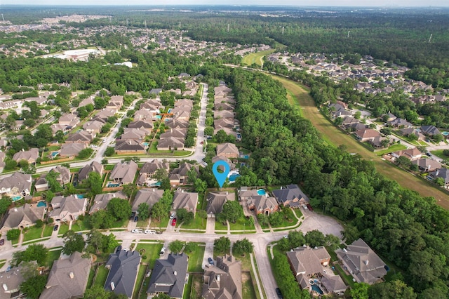 2010 Cias Trail Ln, Spring, TX 77386 - drone / aerial view featuring a wooded view and a residential view