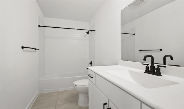 8339 Bay Oaks Dr, Baytown, TX 77523 - bathroom featuring toilet, vanity,  shower combination, and tile patterned floors