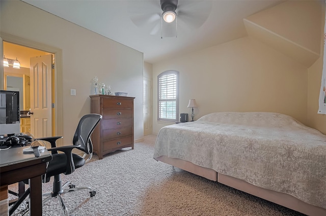 carpeted bedroom featuring a ceiling fan
