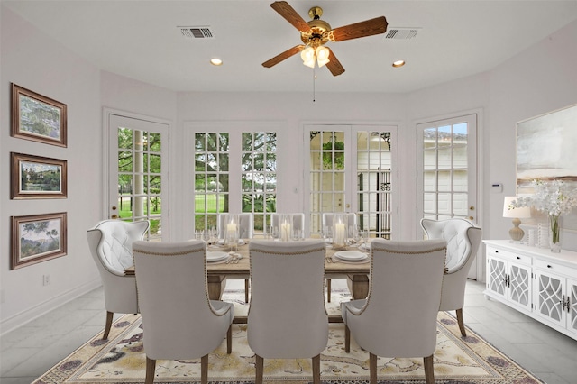 803 Mahogany Run Dr, Katy, TX 77494 - dining room featuring healthy amount of natural light, a ceiling fan, recessed lighting, and baseboards