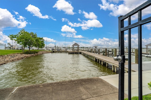 view of dock featuring a water view