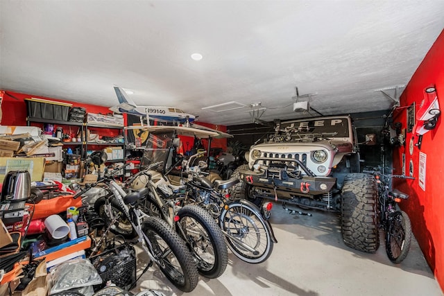 garage with a garage door opener