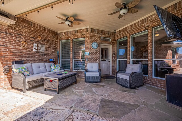 26210 Seminole Hill Ln, Katy, TX 77494 - view of patio with a ceiling fan and an outdoor living space