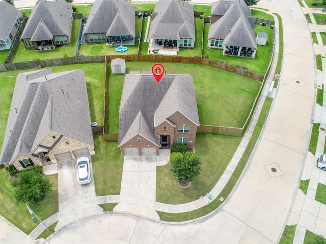 bird's eye view featuring a residential view