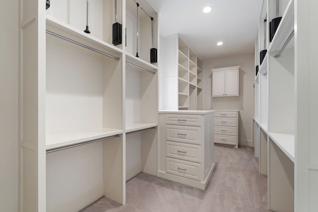 spacious closet with light carpet