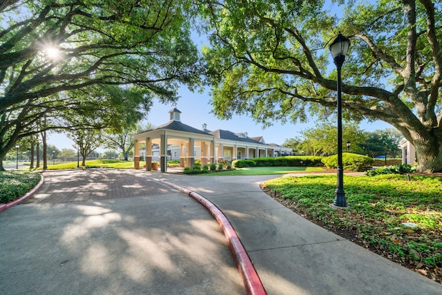 view of street with curbs