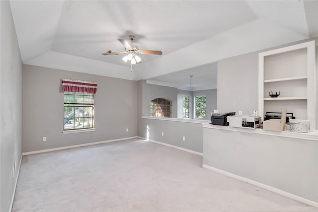 5818 Wilkins Ln, Sugar Land, TX 77479 - unfurnished living room with ceiling fan, baseboards, carpet floors, and an office area