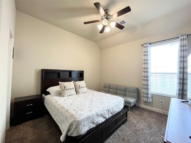 12813 Narrow Cove Dr, Texas City, TX 77568 - carpeted bedroom featuring baseboards, a ceiling fan, and vaulted ceiling