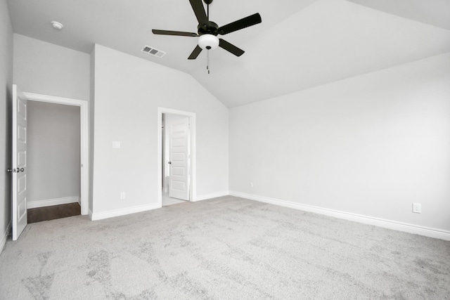 10310 Woodhill Spa Ln, Cleveland, TX 77327 - unfurnished bedroom featuring vaulted ceiling, carpet flooring, baseboards, and ceiling fan