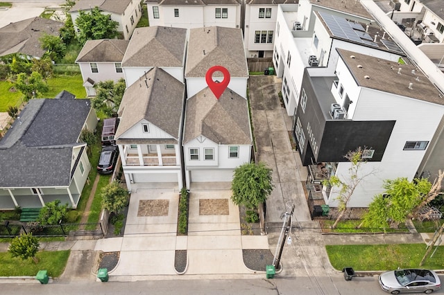 aerial view with a residential view