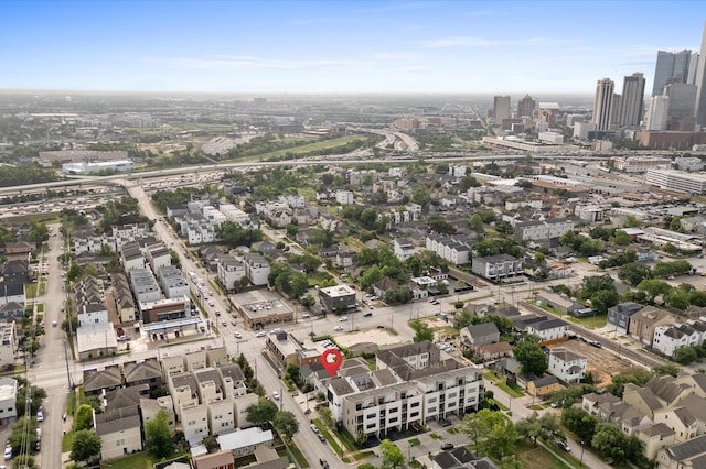aerial view with a city view