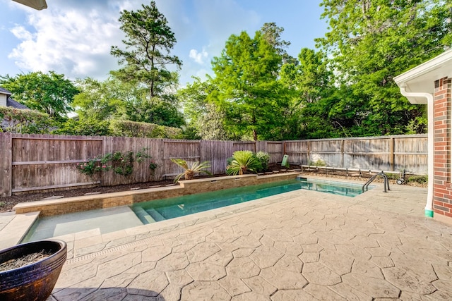 view of pool featuring a patio and a fenced backyard