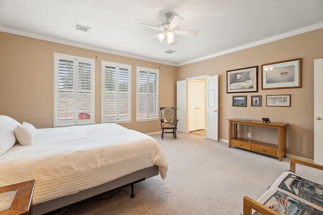 2220 W Marsala Dr, Pearland, TX 77581 - bedroom with crown molding, baseboards, and light carpet