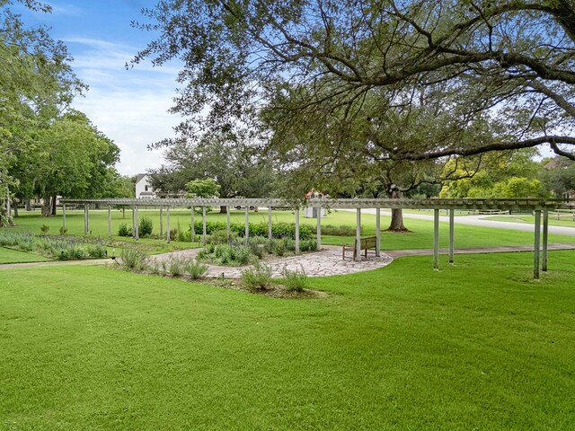 view of property's community featuring a lawn
