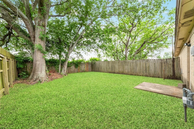 view of yard featuring a fenced backyard