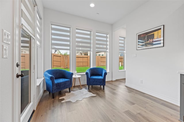 2122 Rosybill Dr, Katy, TX 77494 - sitting room with baseboards, recessed lighting, and light wood-style flooring