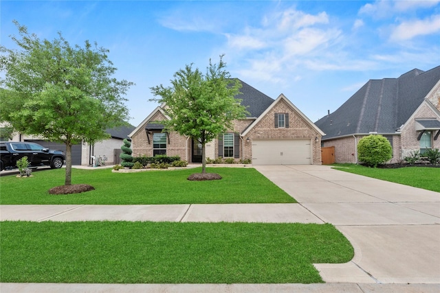 2122 Rosybill Dr, Katy, TX 77494 - view of front of home featuring brick siding, a garage, a front yard, and concrete driveway
