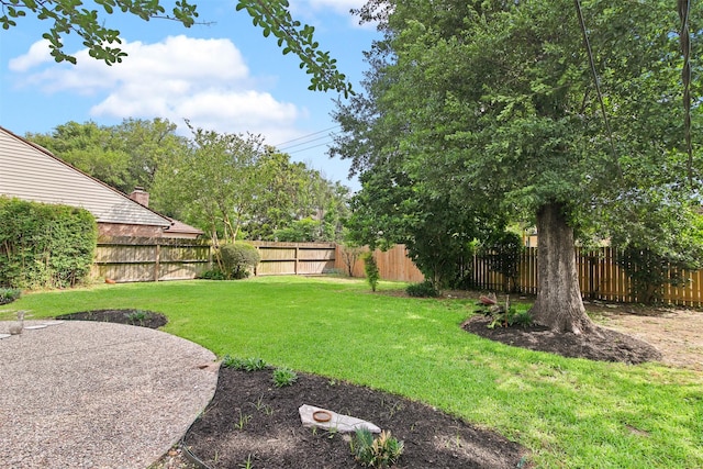 view of yard with a fenced backyard