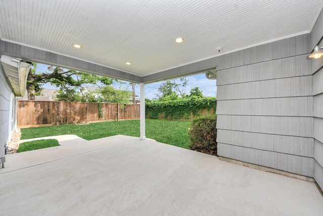 view of patio featuring a fenced backyard