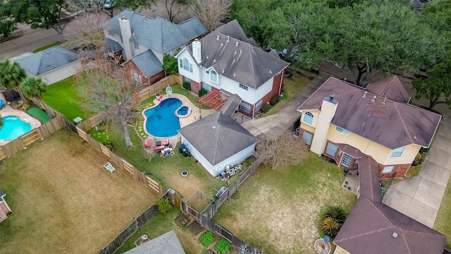 aerial view of a pool