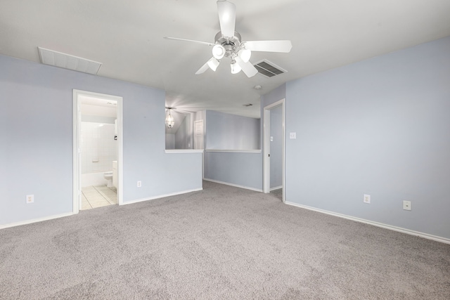 1811 Salt Valley Dr, Katy, TX 77493 - empty room featuring visible vents, a ceiling fan, carpet, and baseboards