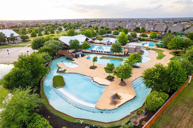 aerial view with a residential view