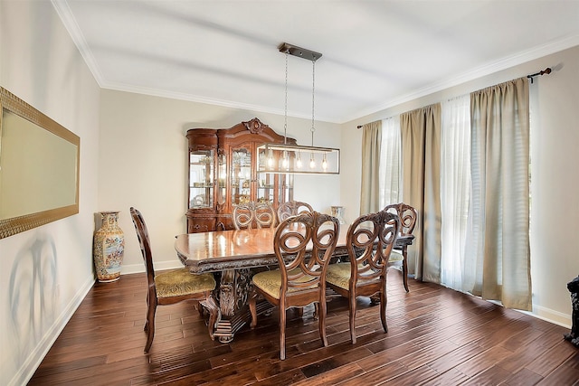14010 Lakewood Crossing Blvd, Houston, TX 77070 - dining room featuring crown molding, baseboards, and dark wood-type flooring