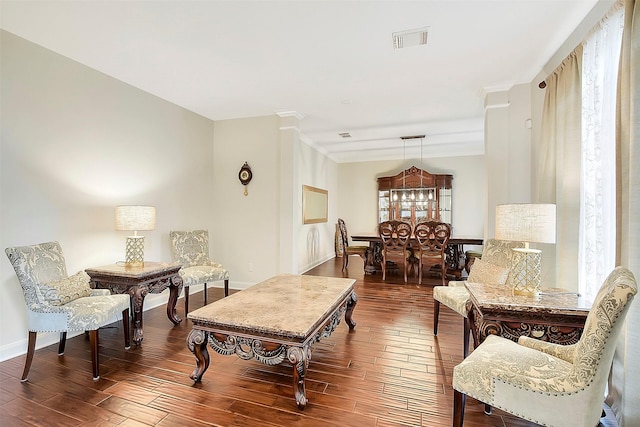 14010 Lakewood Crossing Blvd, Houston, TX 77070 - living area featuring visible vents, baseboards, and wood finished floors