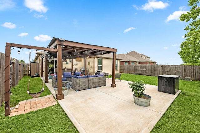 view of patio / terrace with a fenced backyard and an outdoor hangout area