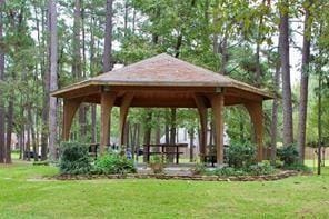 view of community with a yard and a gazebo