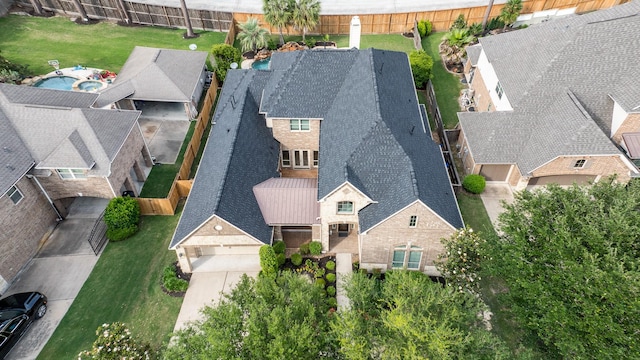 bird's eye view with a residential view