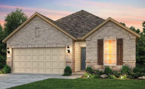 26707 Grandiflora Dr, Magnolia, TX 77355 - view of front of property with a garage, concrete driveway, brick siding, and roof with shingles