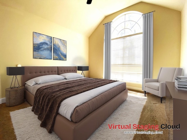 bedroom with vaulted ceiling